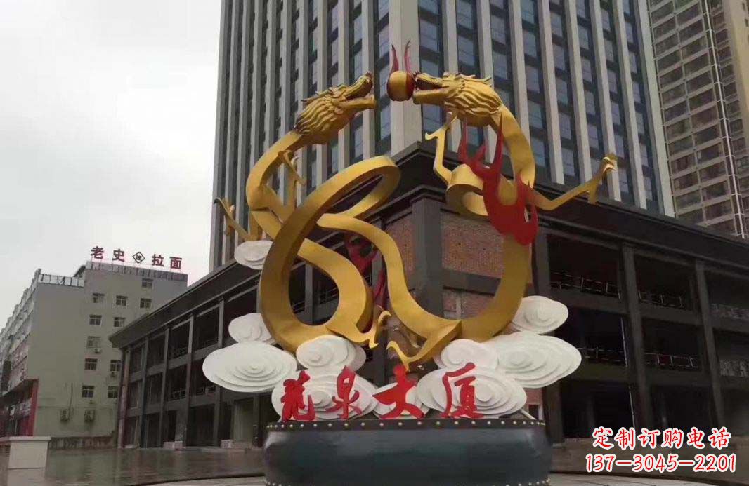 泰安精美的双龙戏珠不锈钢雕塑