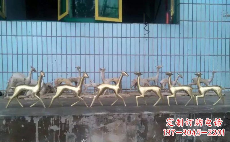 泰安抽象小鹿公园动物铜雕