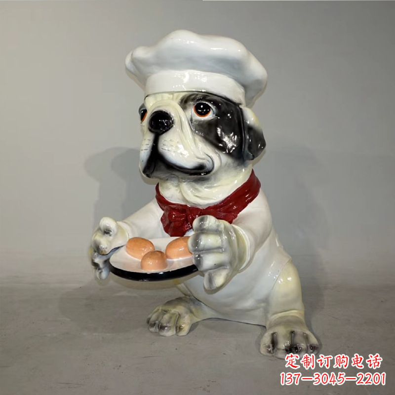 泰安玻璃钢仿陶瓷狗雕塑——以斗牛犬为原型