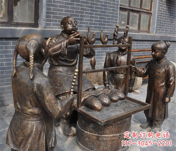 泰安吹糖人街边小品铜雕雕塑
