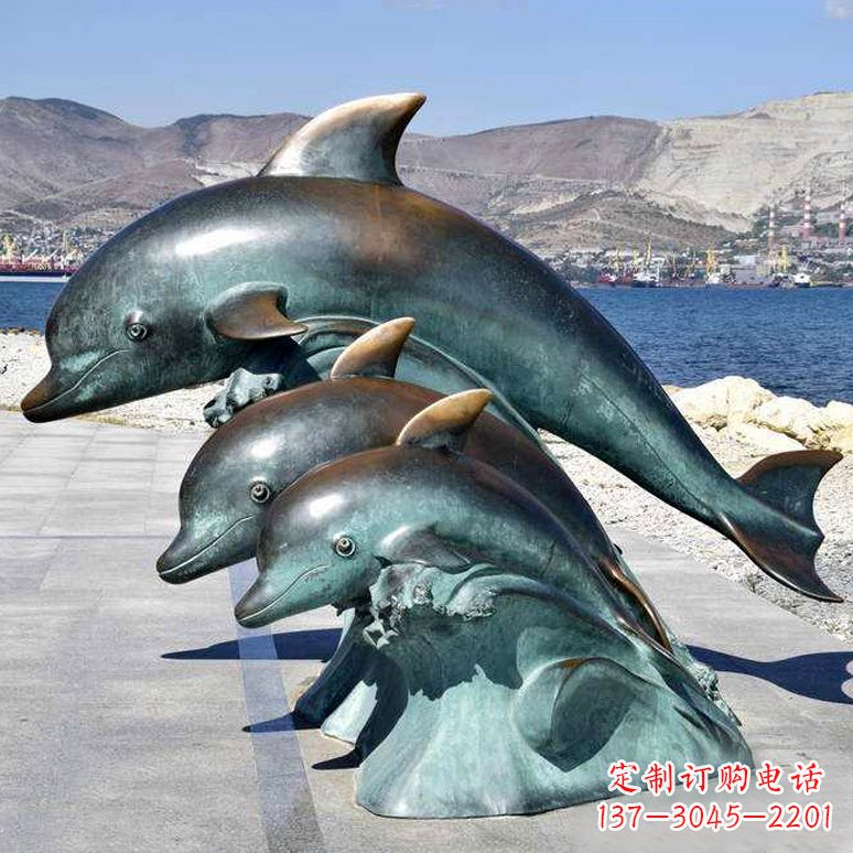 泰安纯铜海豚动物雕塑