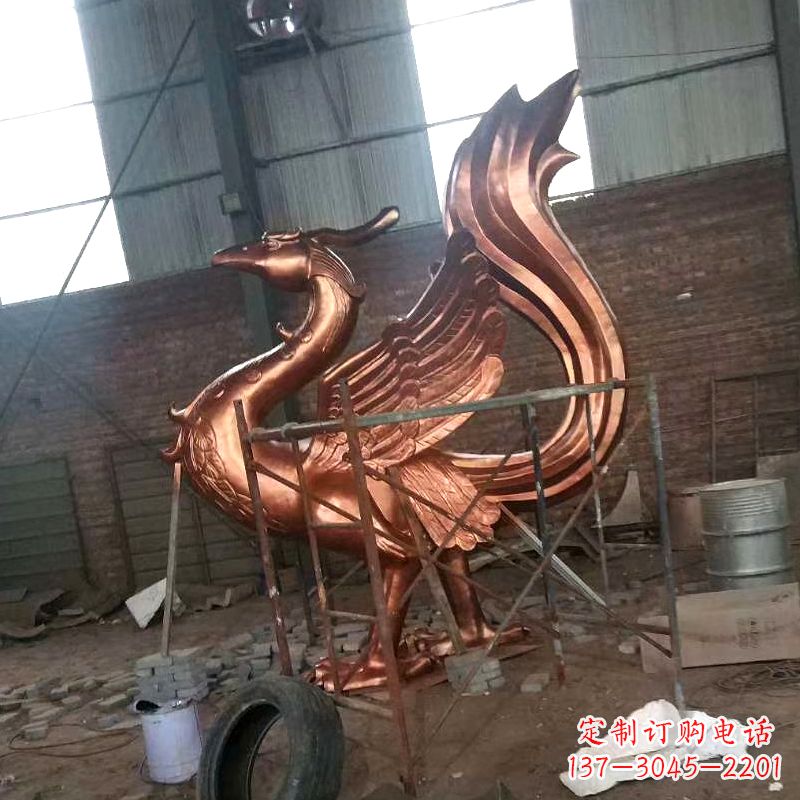 泰安纯铜陵光神君朱雀神兽动物雕塑