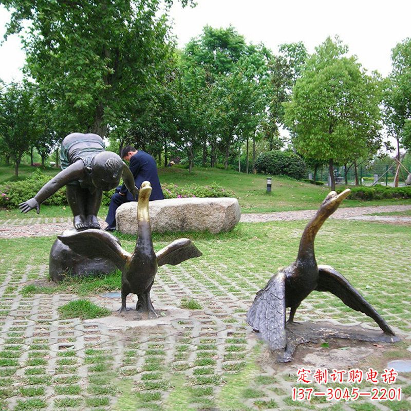 泰安纯铜天鹅情景雕塑