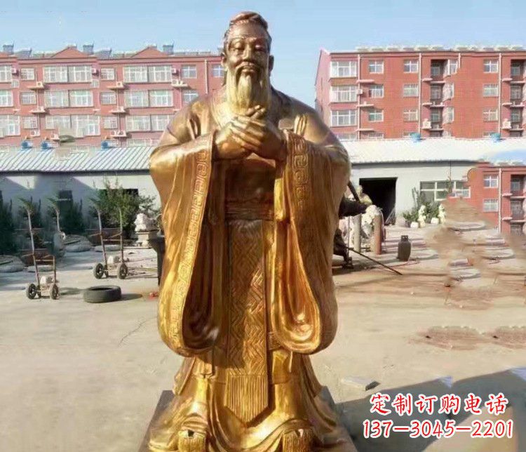 泰安纯铜校园古代孔子人物铜雕塑