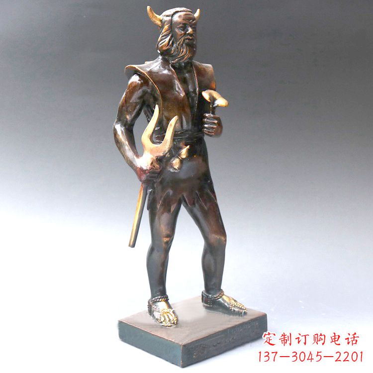 泰安纯铜药王神农氏铜像摆件