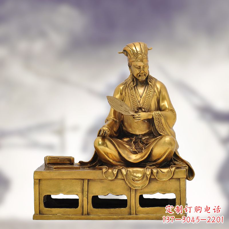 泰安纯铜诸葛亮雕塑象征中国智慧