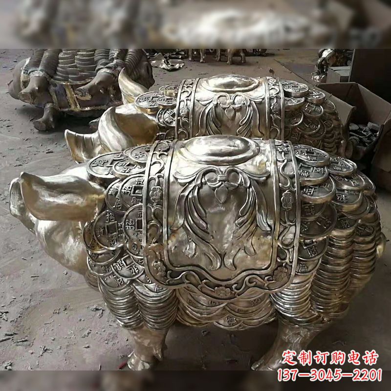 泰安纯铜铸造猪铜雕-招财生肖动物风水雕塑