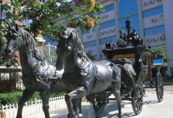 泰安马车雕塑西方步行街的瑰宝