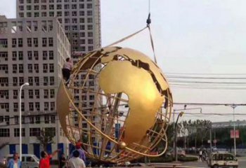 泰安城市之美不锈钢镂空地球仪雕塑