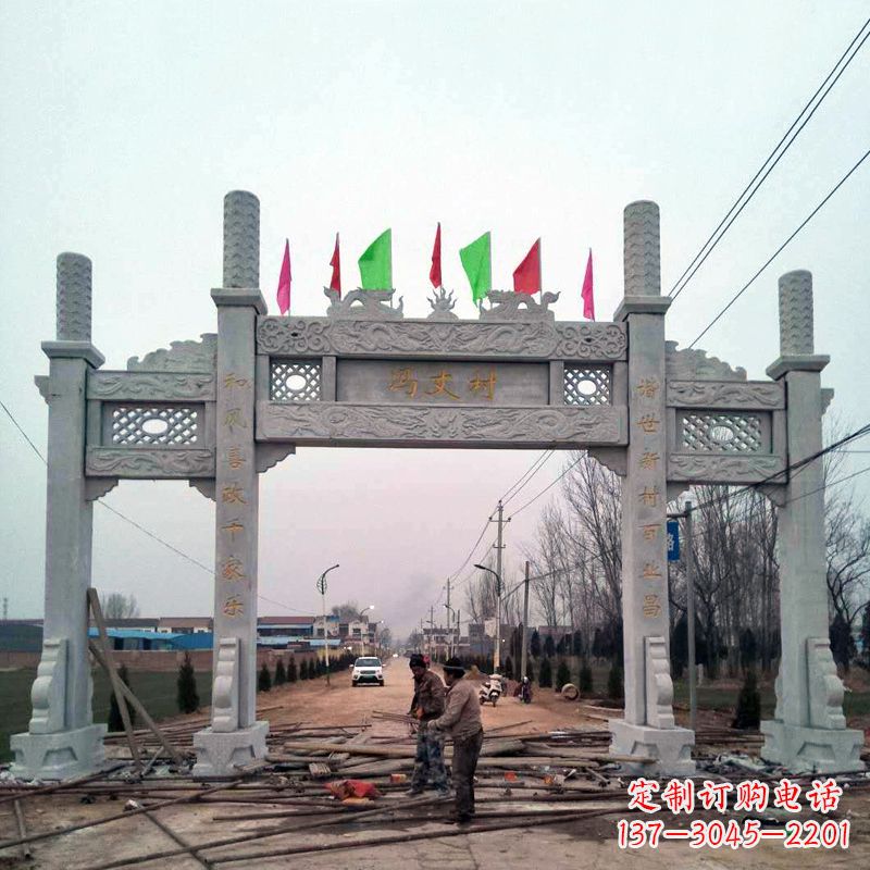 泰安传承古老石牌坊雕塑
