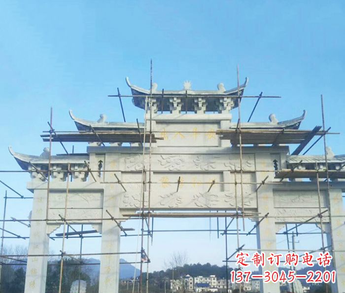 泰安大理石三门牌坊雕塑
