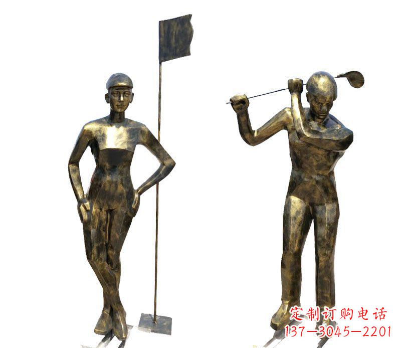 泰安打高尔夫人物广场景观铜雕摆件