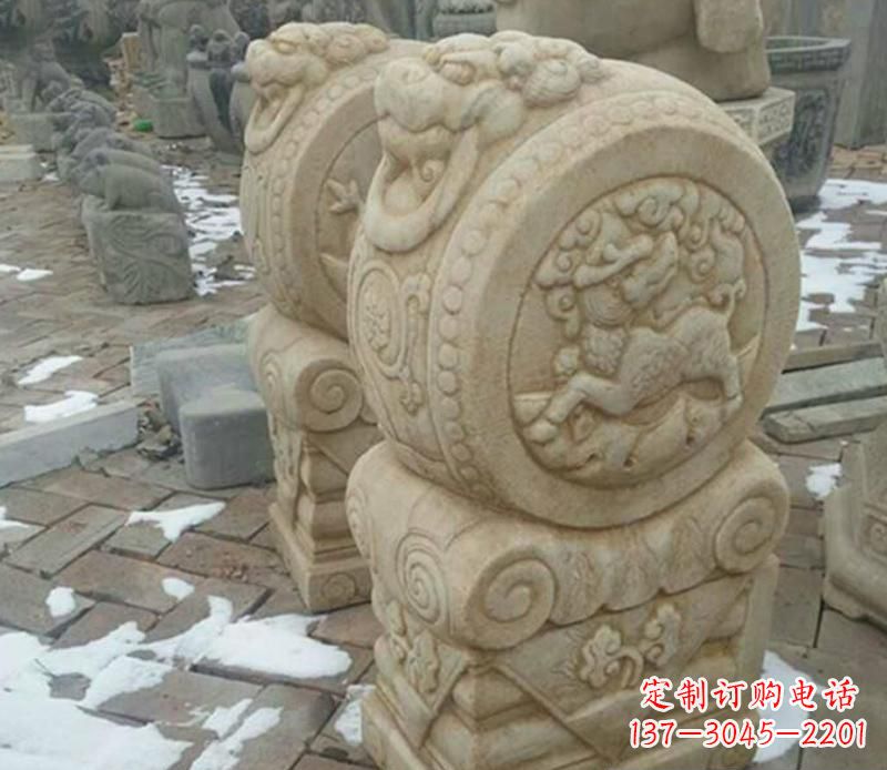 泰安大理石抱鼓公园门墩雕塑——精美雕刻展现灵动之美
