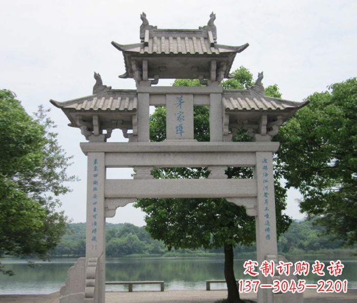 泰安大理石单门牌楼雕塑精美的艺术瑰宝