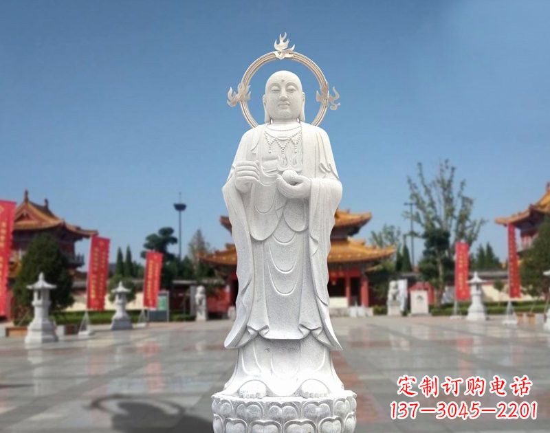 泰安大理石地藏菩萨雕塑象征佛法的传承