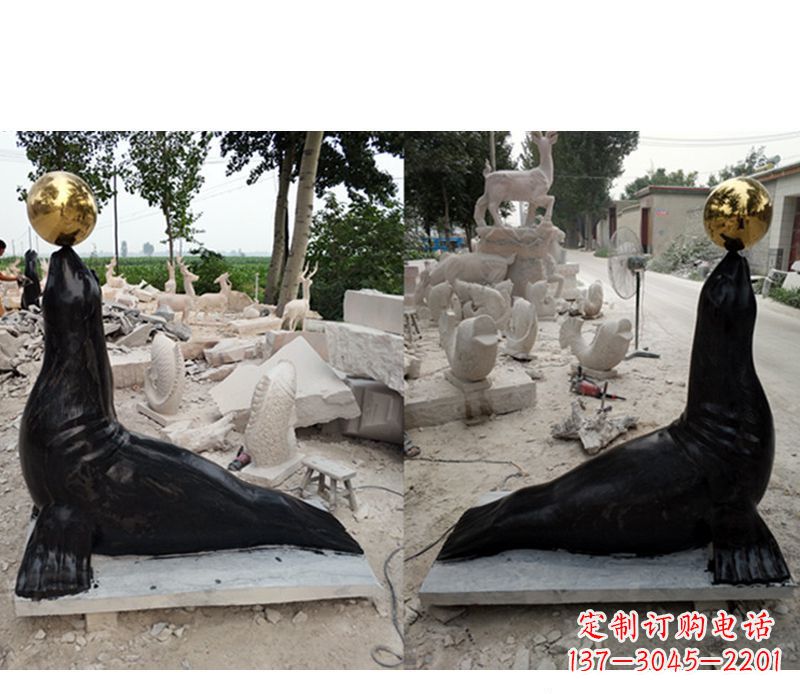 泰安大理石海豹雕塑