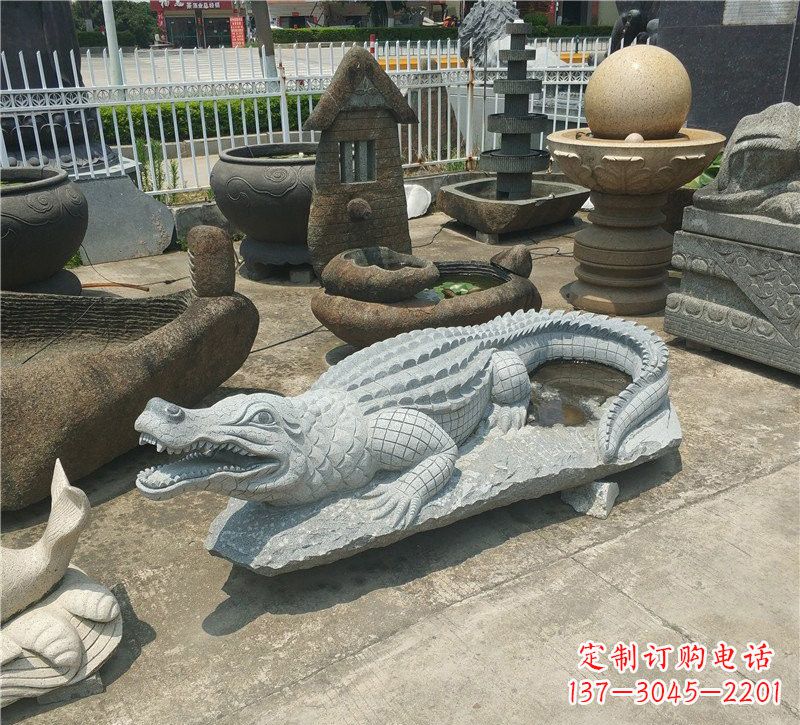 泰安动物雕塑大理石鳄鱼