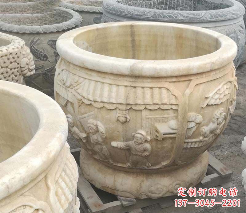 泰安雕刻精美的大理石儿童水缸