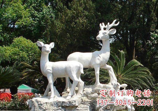 泰安雕塑艺术——大理石公园小鹿石雕