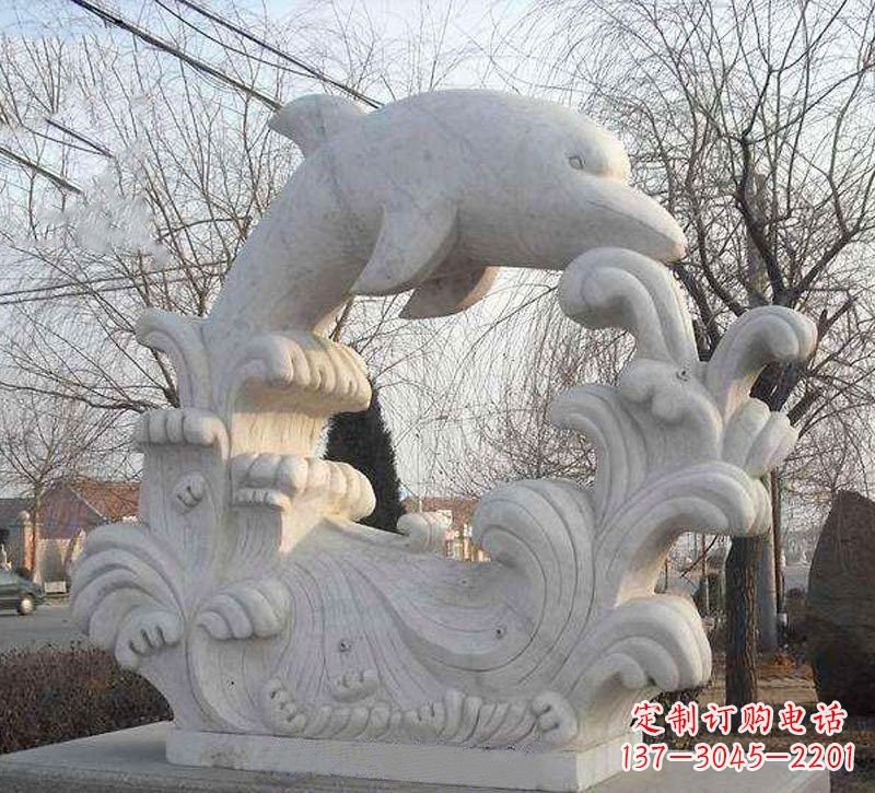 泰安海豚浪花大理石雕塑