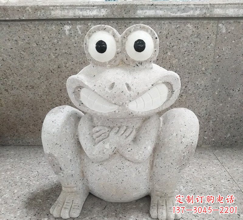 泰安大理石公园精美青蛙雕塑
