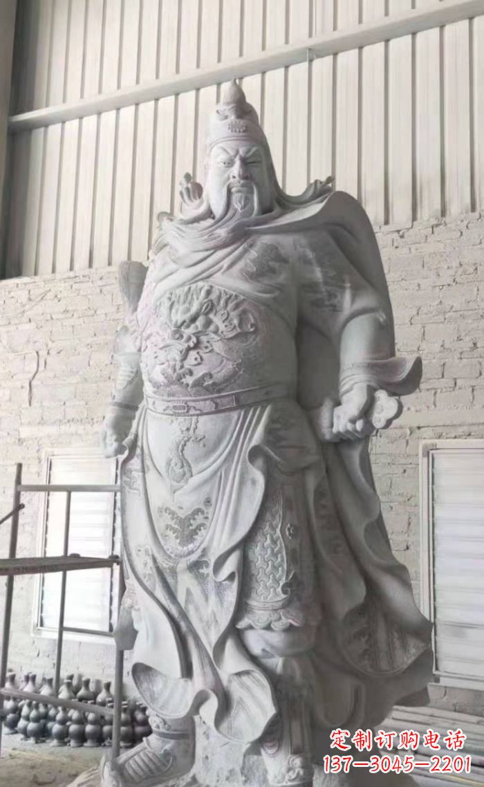 泰安大理石关公雕塑,精美绝伦