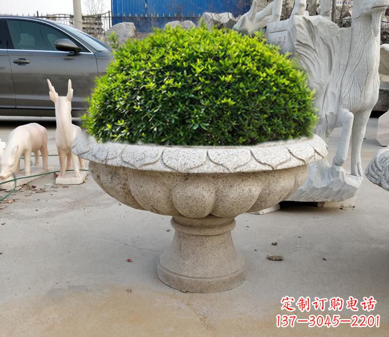 泰安优雅大理石花盆雕塑