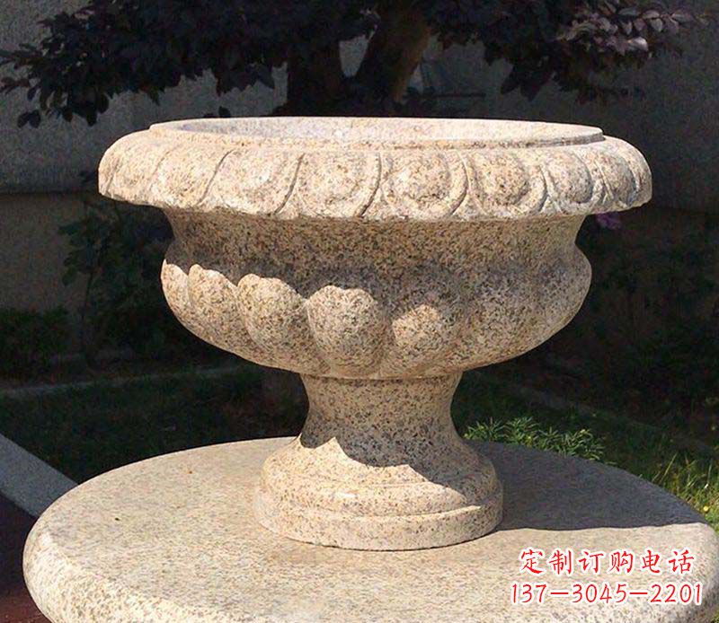 泰安大理石花钵公园花盆石雕