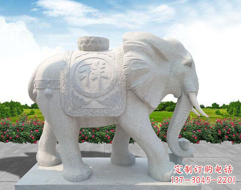 泰安精美大理石大象雕塑