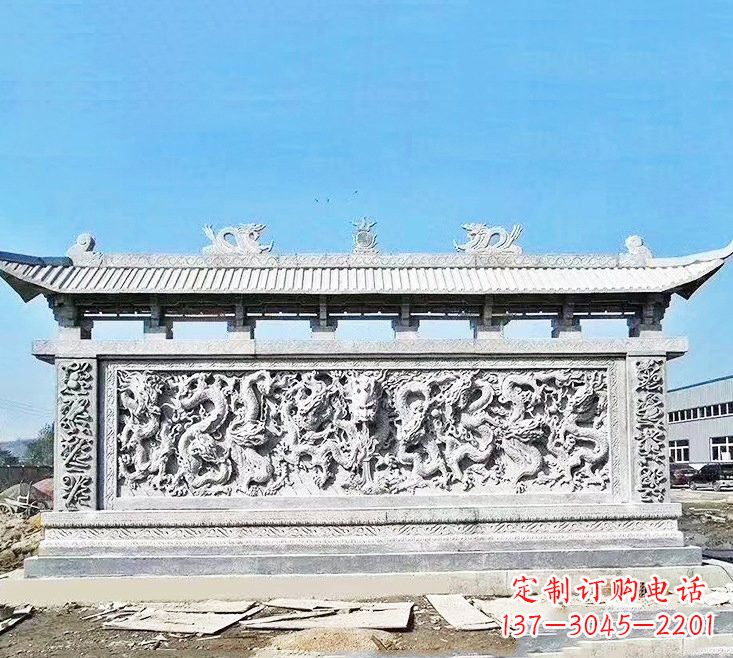 泰安精美大理石九龙壁雕塑
