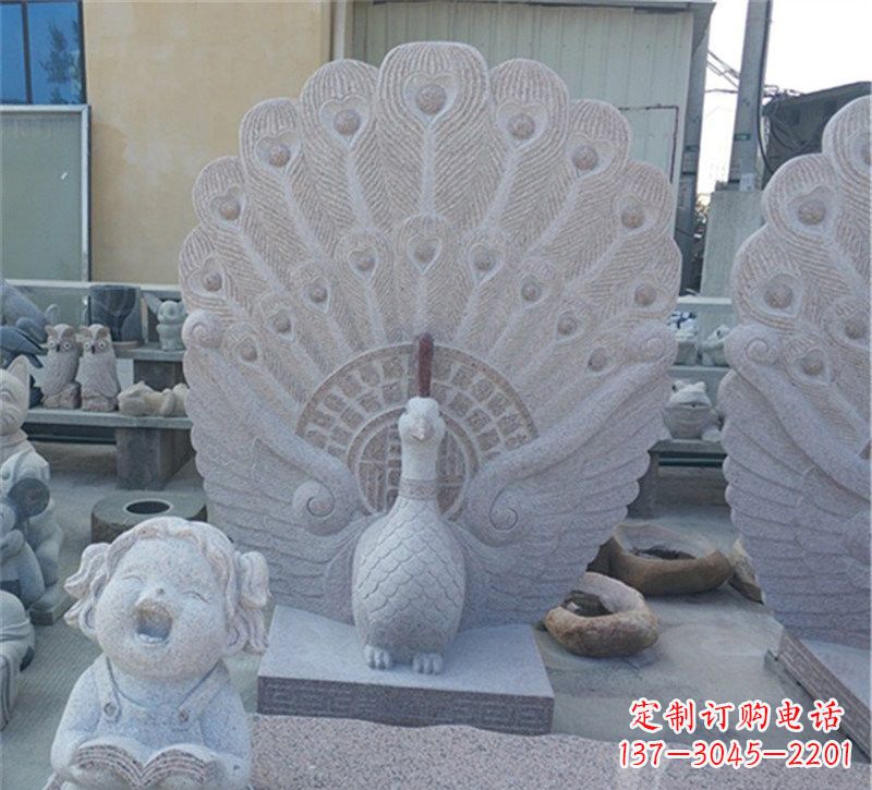 泰安大理石孔雀开屏石雕