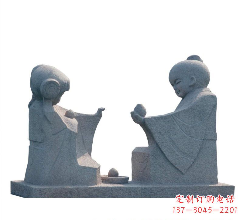 泰安传统风情——大理石孔融让梨雕塑