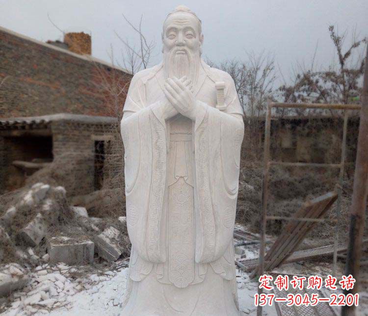 泰安大理石孔子行教像古代名人石雕