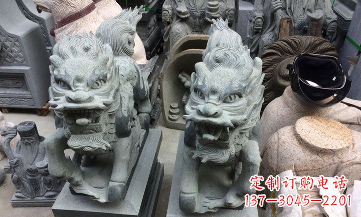 泰安大理石立式麒麟门口镇宅石雕