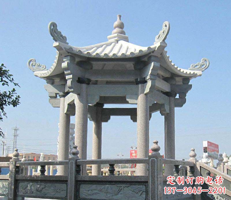 泰安大理石六角凉亭石雕,为您的家园带来浪漫情怀