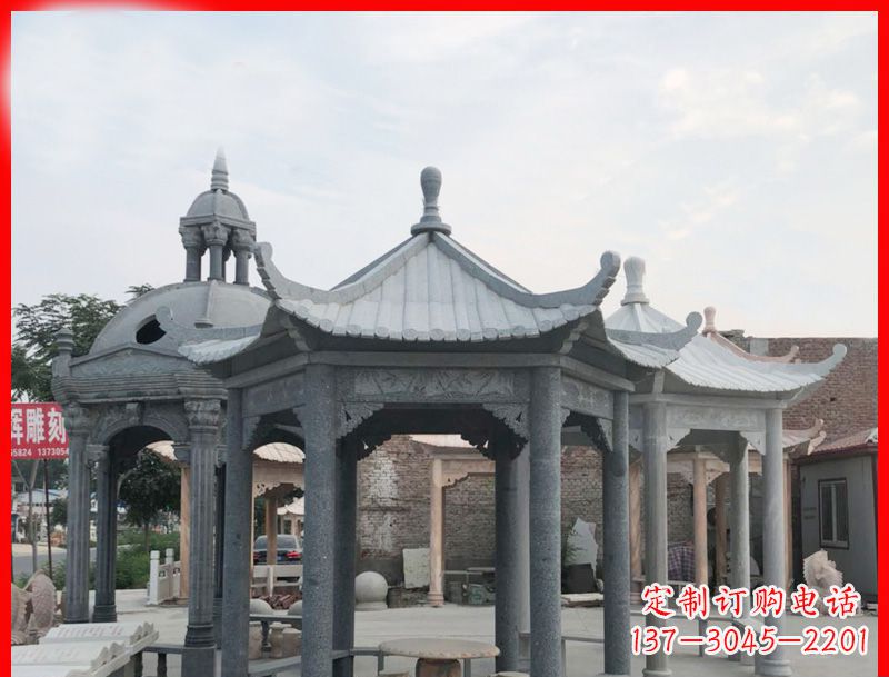 泰安六角凉亭石雕