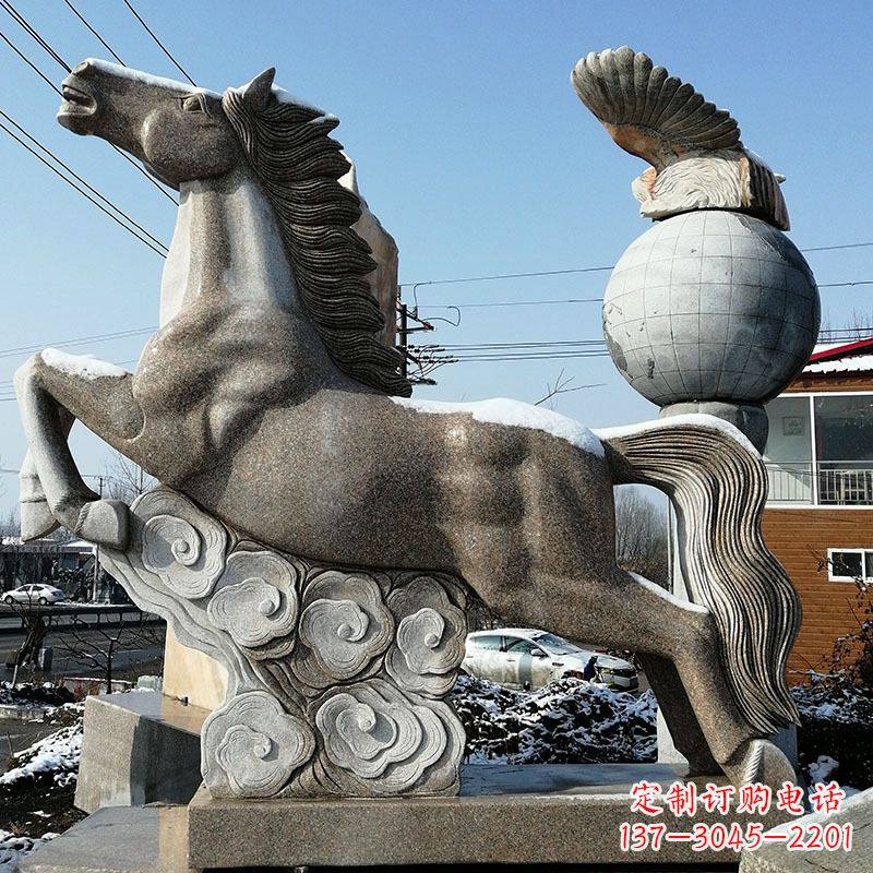 泰安大理石马踏祥云雕塑