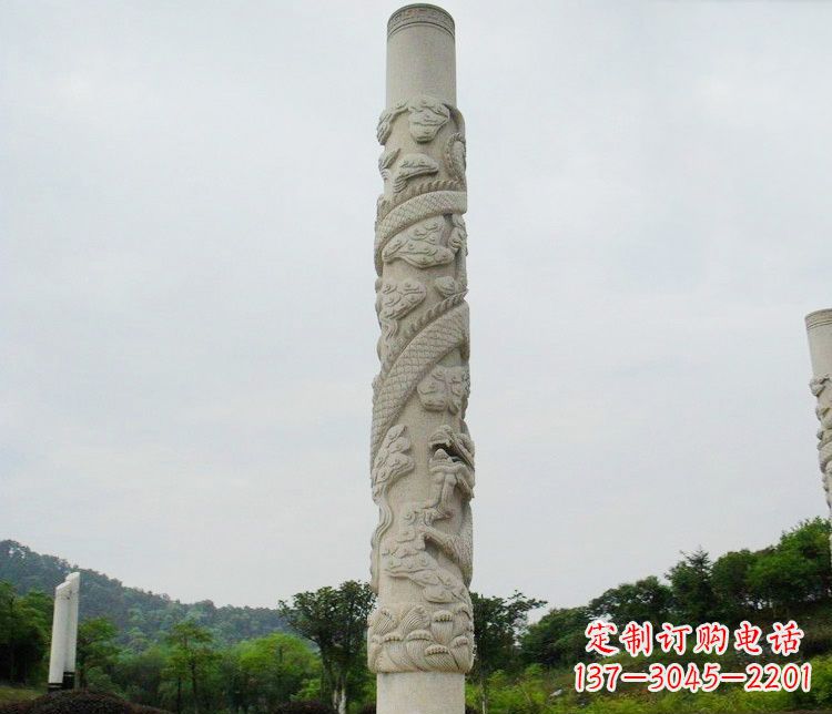 泰安大理石盘龙柱雕塑