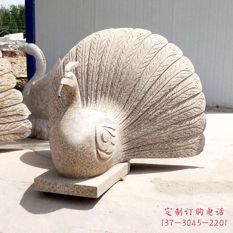 泰安大理石喷水孔雀雕塑