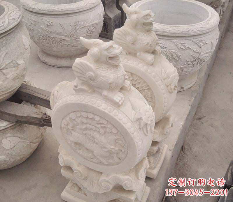 泰安大理石貔貅抱鼓石雕塑