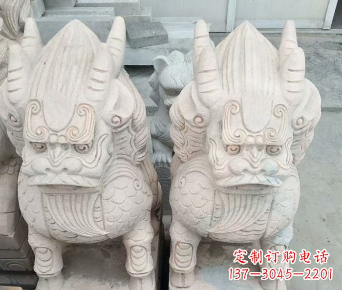 泰安品质卓越的大理石麒麟古兽雕塑
