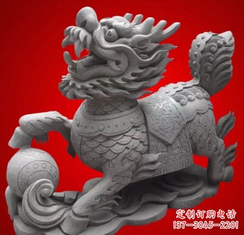 泰安大理石企业小区门口麒麟雕塑