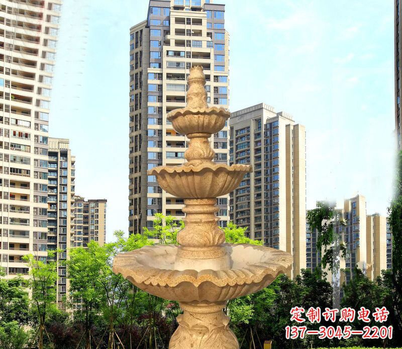 泰安大理石三层喷泉公园石雕 (2)