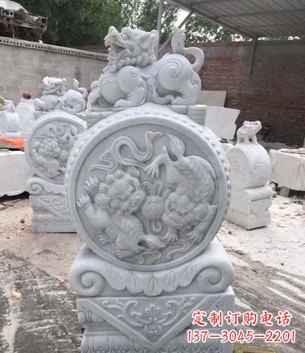 泰安大理石狮子抱鼓石雕塑