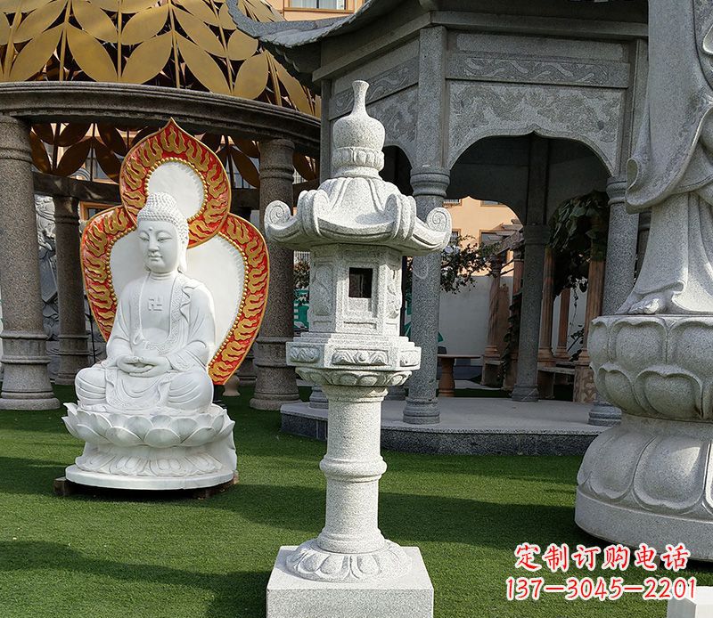 泰安独特的大理石石灯笼寺庙石雕