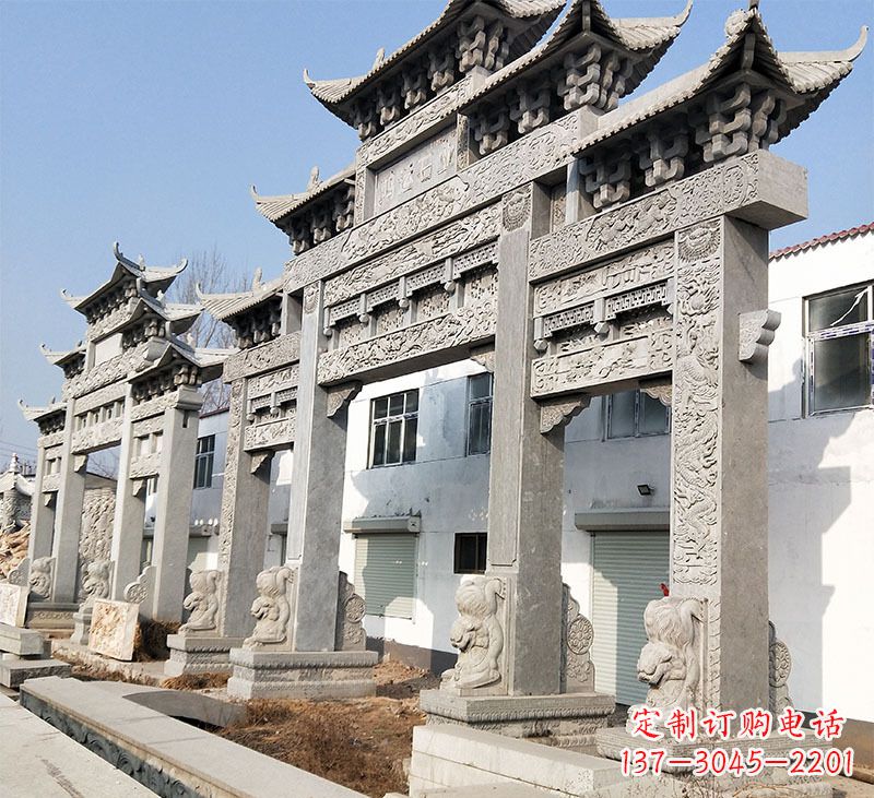 泰安大理石石雕牌坊雕塑定制