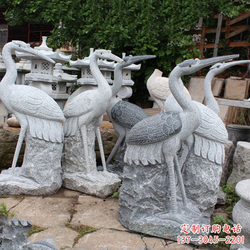 泰安精美大理石仙鹤雕塑