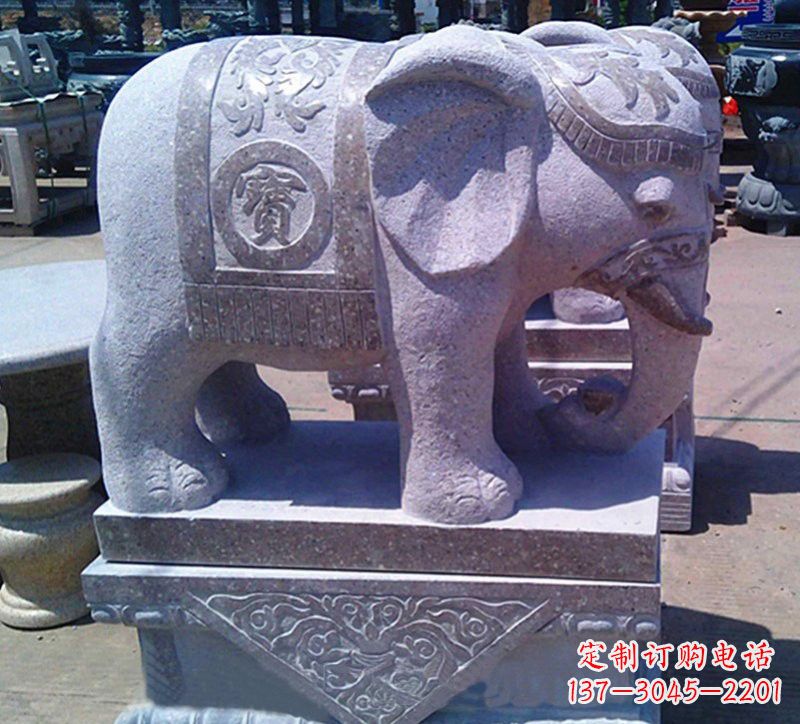 泰安大理石石雕招财进宝大象,传递招财进宝的吉祥祝福