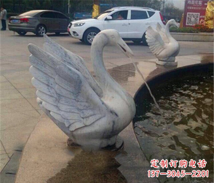 泰安大理石天鹅喷泉石雕