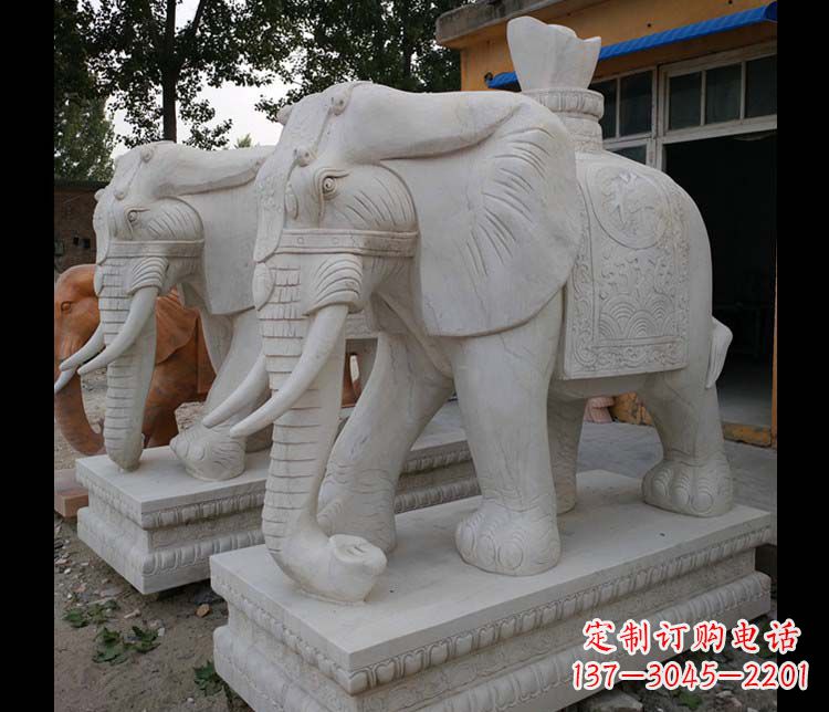 泰安大理石大象雕塑,招财进宝